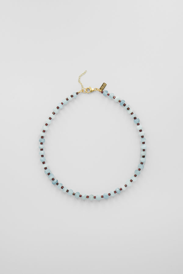 Gemstones & shell pendant necklace | Aquamarine & Agate
