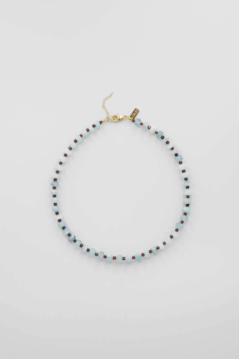 Gemstones & shell pendant necklace | Aquamarine & Agate