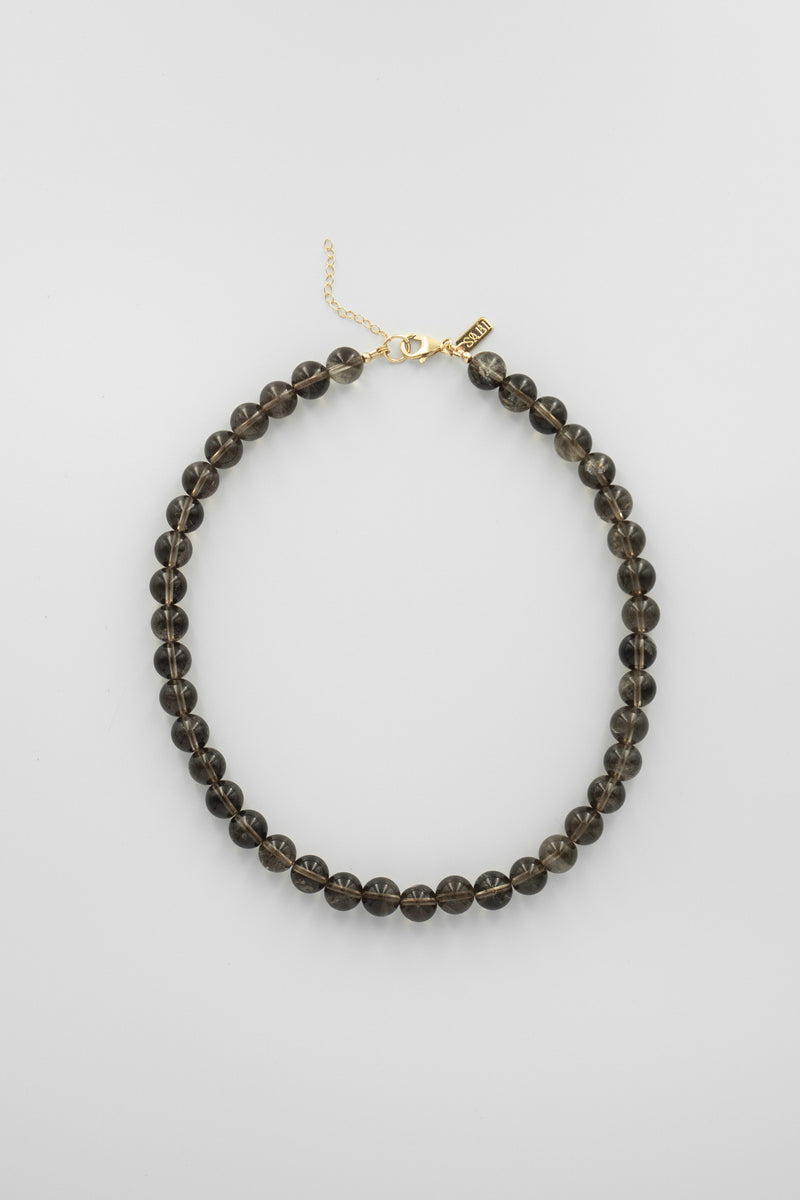 Gemstone & shell pendant necklace | Smoky Quartz