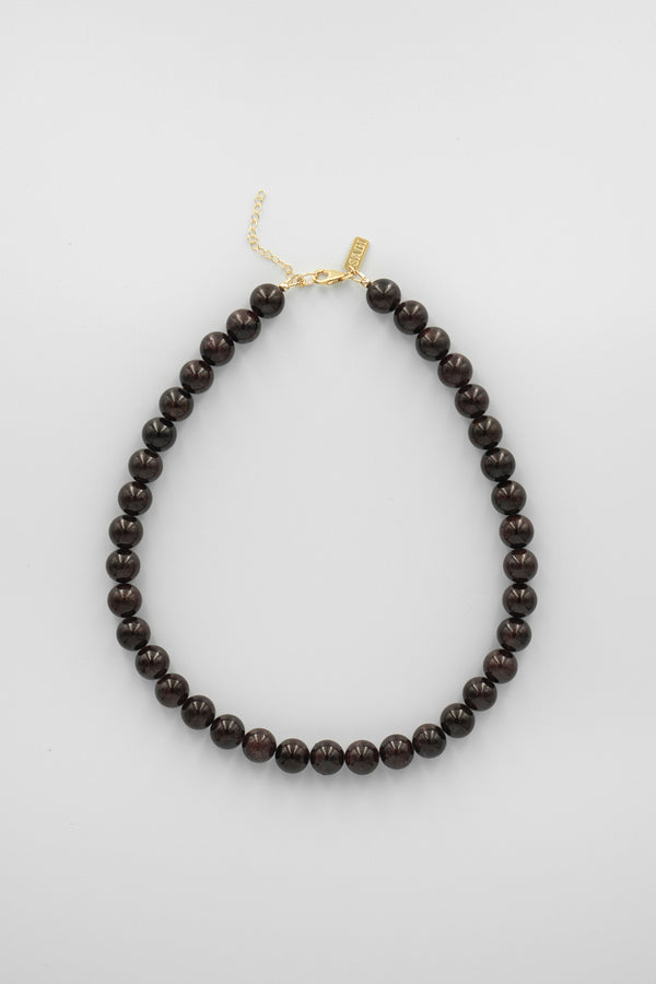 Gemstone & shell pendant necklace | Deep Garnet