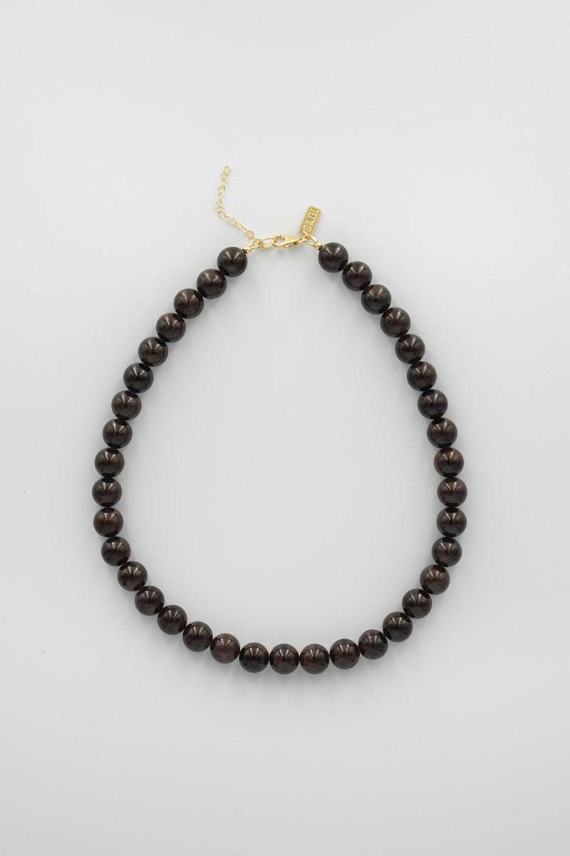 Gemstone & shell pendant necklace | Deep Garnet