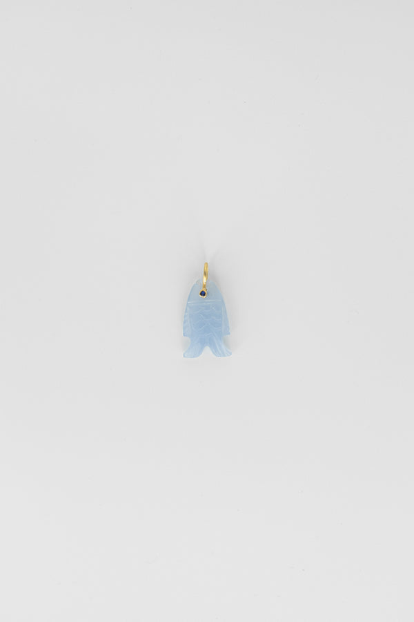 Aquamarine Fish Charm with Gemstone Eye