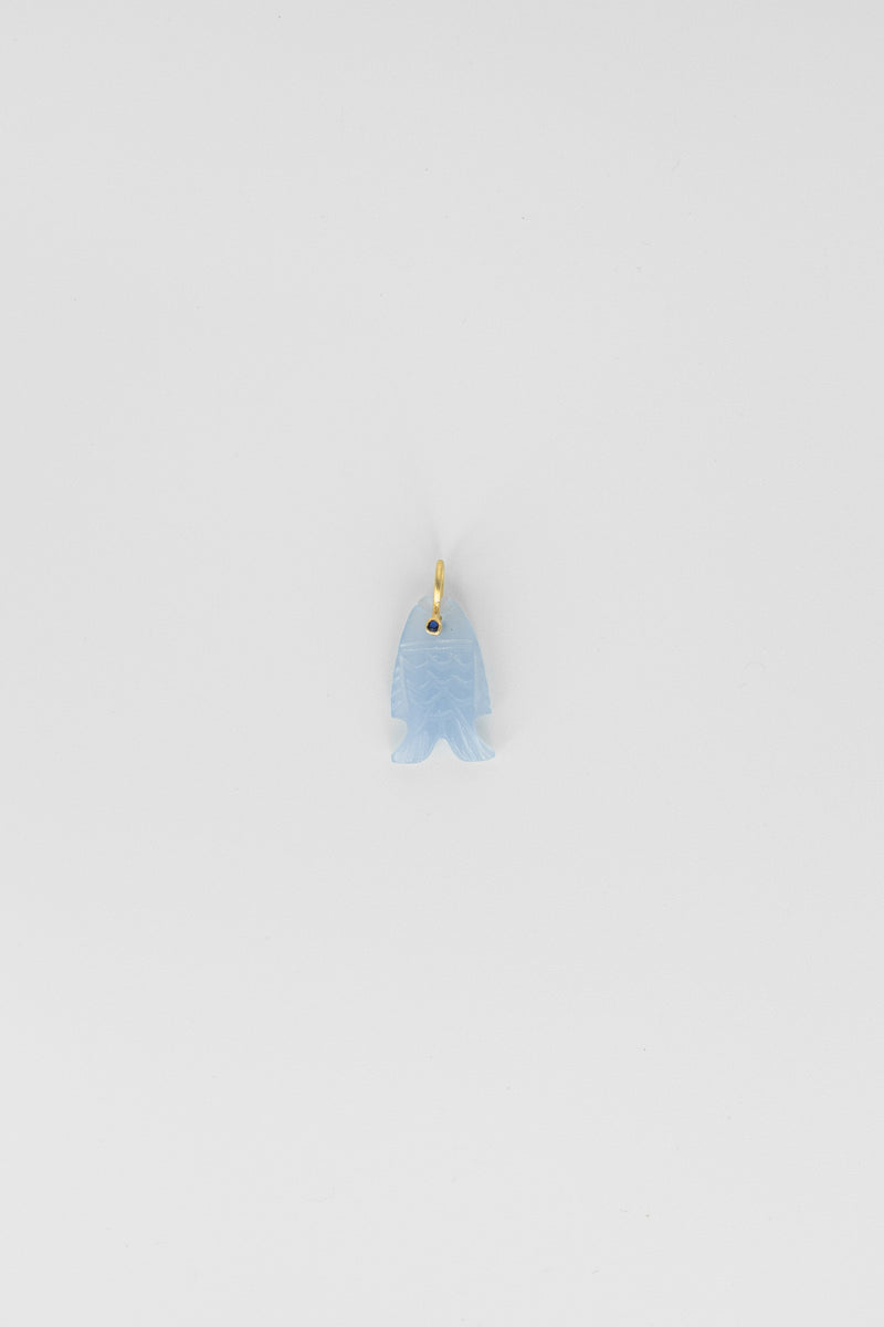 Aquamarine Fish Charm with Gemstone Eye