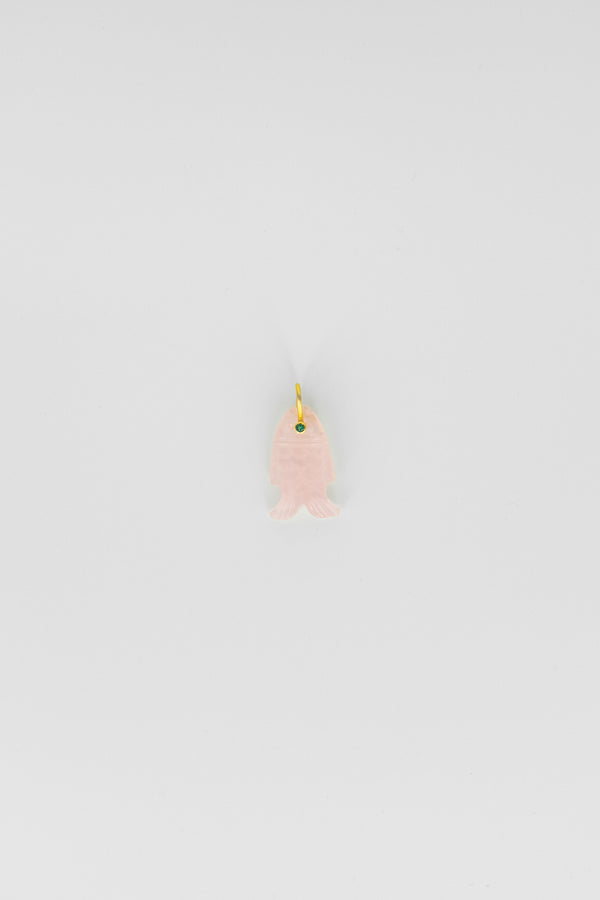 Pink Quartz Fish Charm with Gemstone Eye