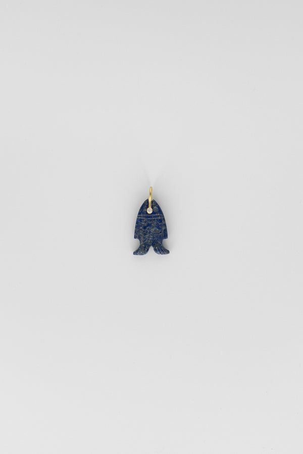 Lapis Lazuli Fish Charm with Gemstone Eye