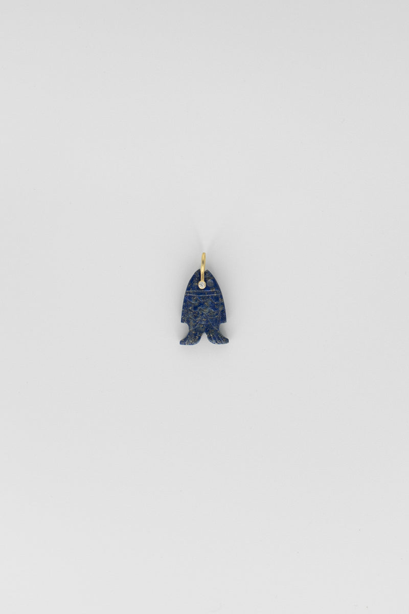 Lapis Lazuli Fish Charm with Gemstone Eye