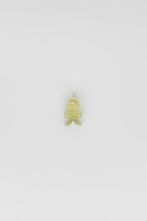 Lemon Quartz Fish Charm with Gemstone Eye