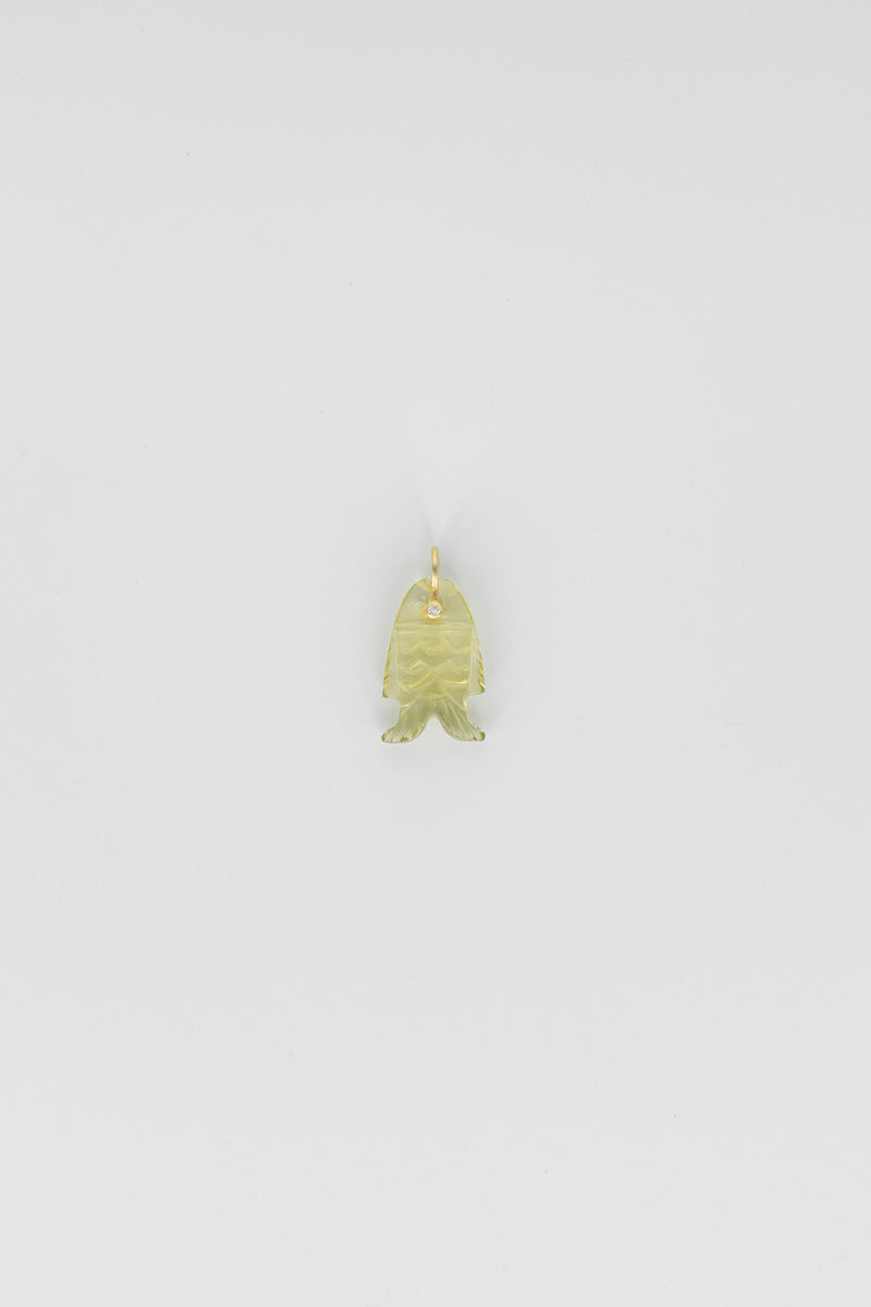 Lemon Quartz Fish Charm with Gemstone Eye