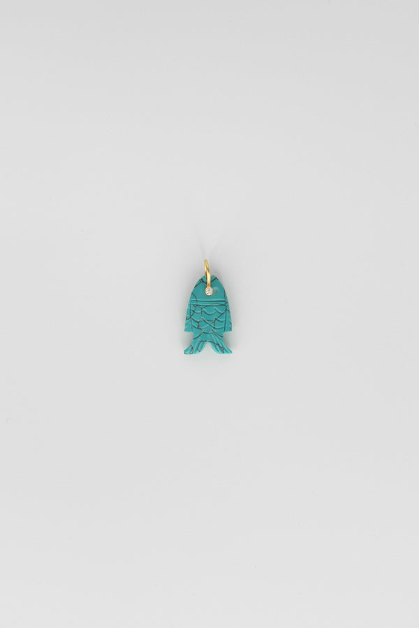 Turquoise Fish Charm with Gemstone Eye