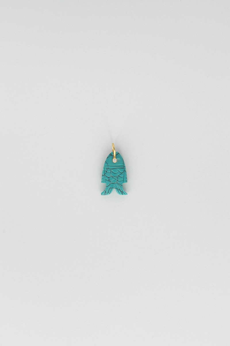 Turquoise Fish Charm with Gemstone Eye