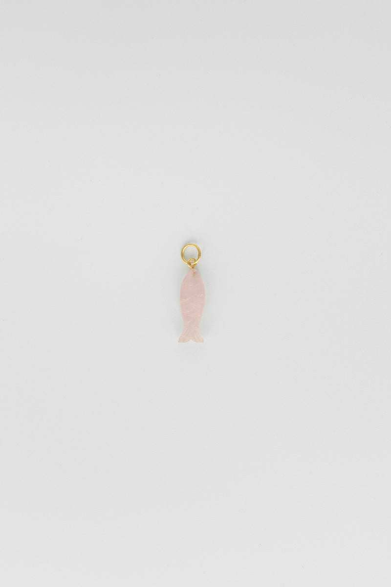 Long Rose Quartz Fish Charm