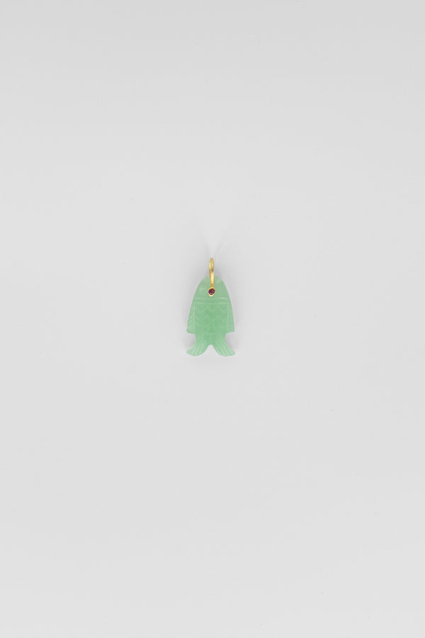 Green Chalcedony Fish Charm