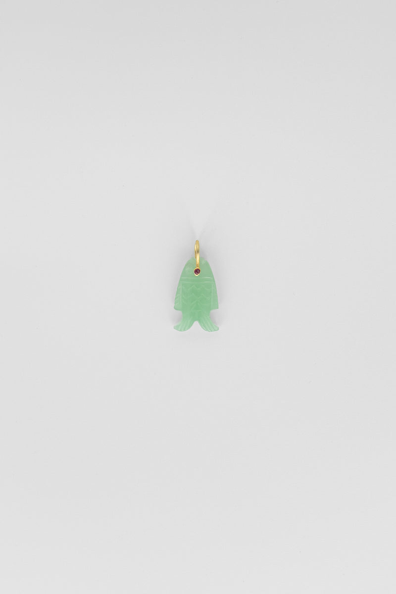 Green Chalcedony Fish Charm