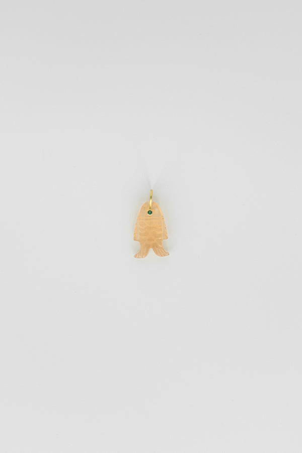 Peach Moonstone Fish Charm with Gemstone Eye