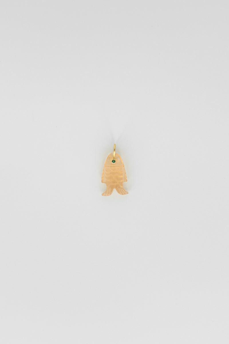Peach Moonstone Fish Charm with Gemstone Eye