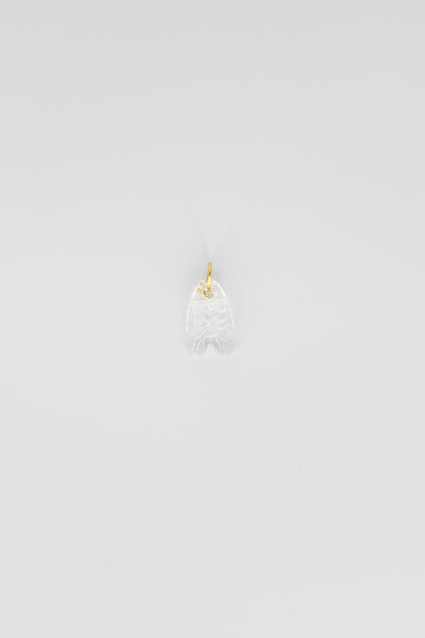 Clear Quartz Fish Charm with Gemstone Eye