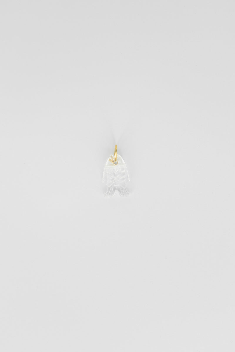 Clear Quartz Fish Charm with Gemstone Eye