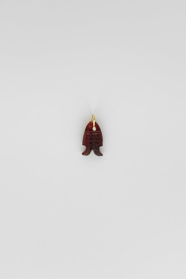 Garnet Fish Charm with Gemstone Eye