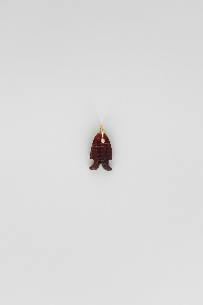 Garnet Fish Charm with Gemstone Eye
