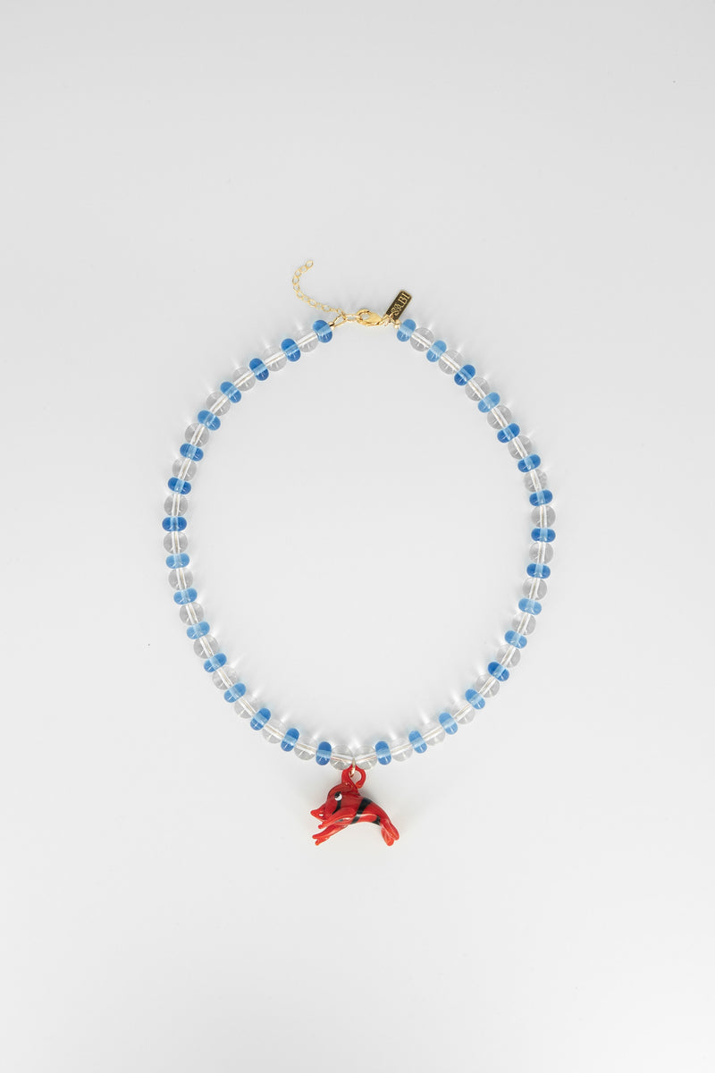 Red shrimp pendant necklace