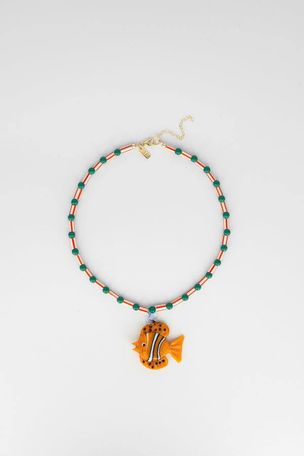 Orange fish pendant necklace