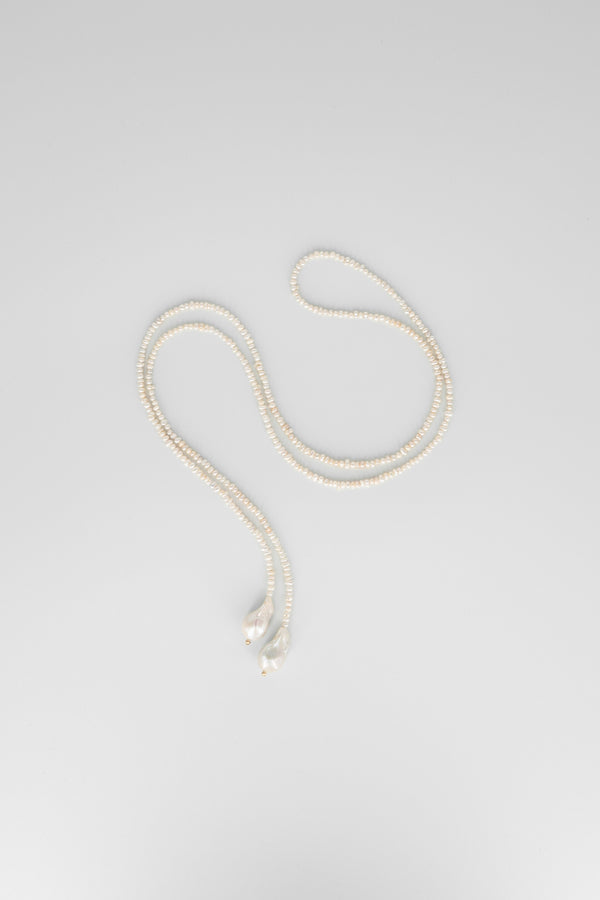 Cream baroque pearl wrap necklace