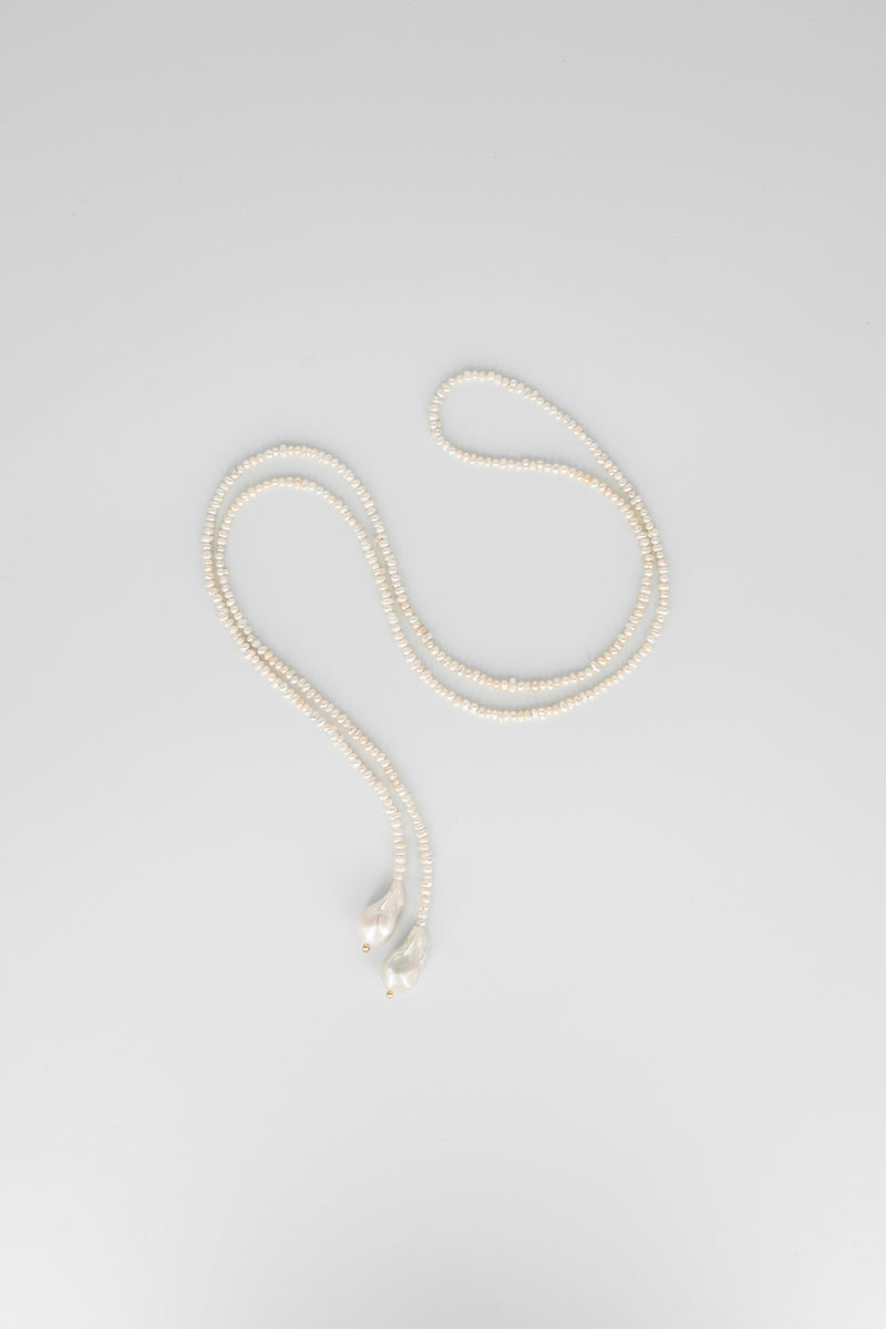 Cream baroque pearl wrap necklace