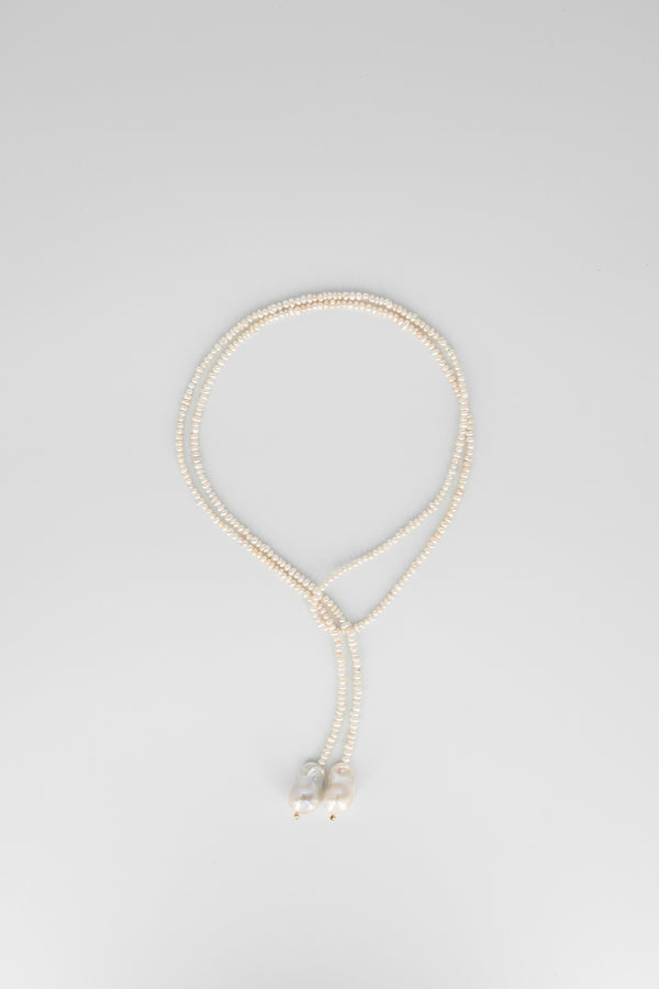 Cream baroque pearl wrap necklace