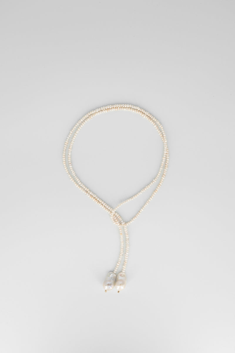 Cream baroque pearl wrap necklace