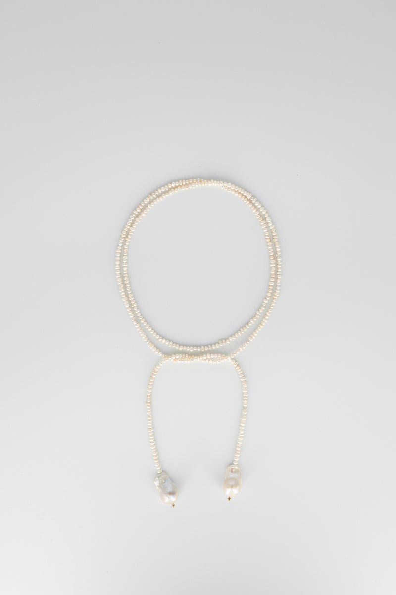 Cream baroque pearl wrap necklace