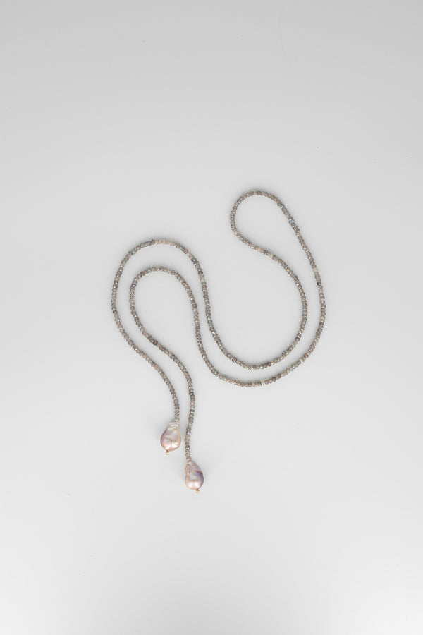Labradorite & golden lilac baroque wrap necklace