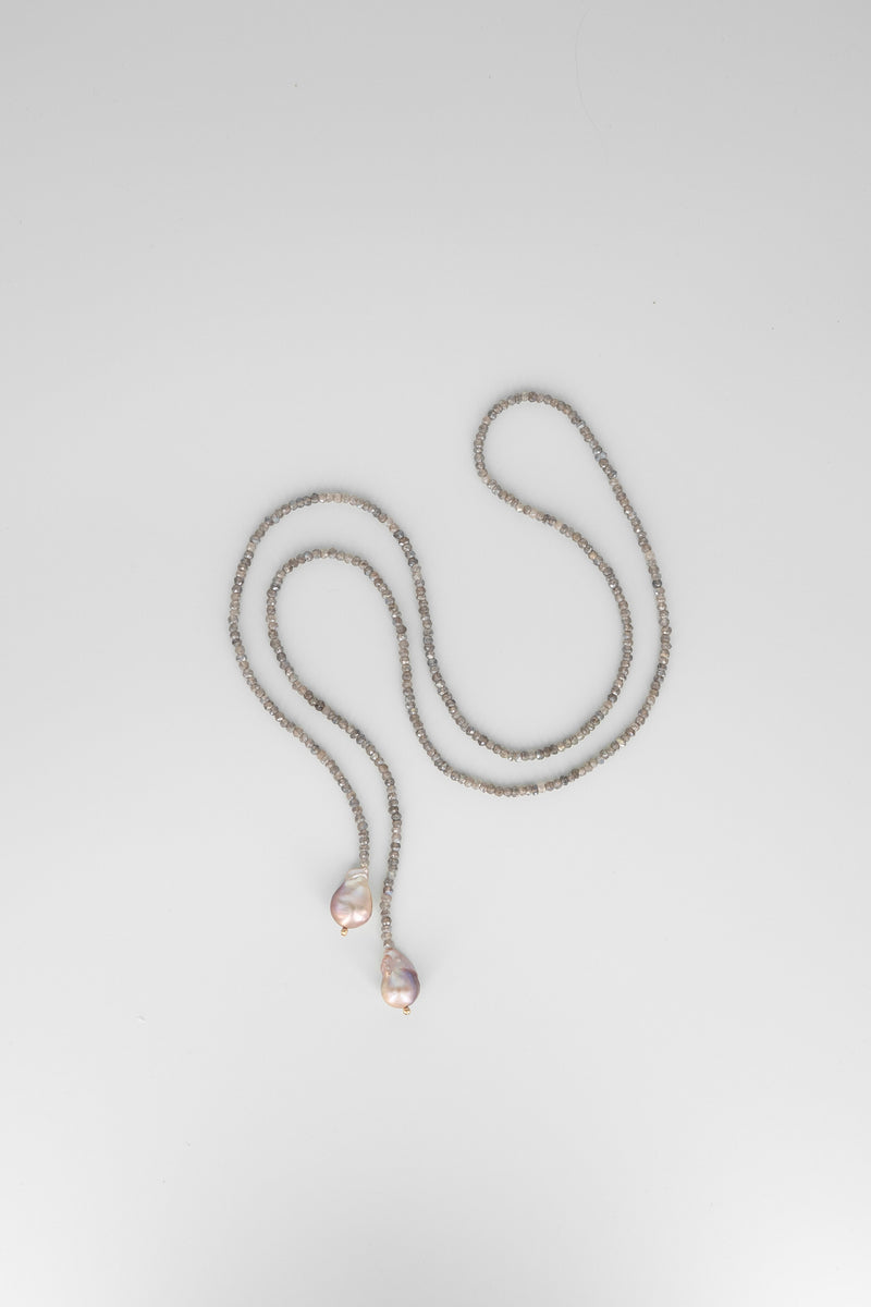 Labradorite & golden lilac baroque wrap necklace
