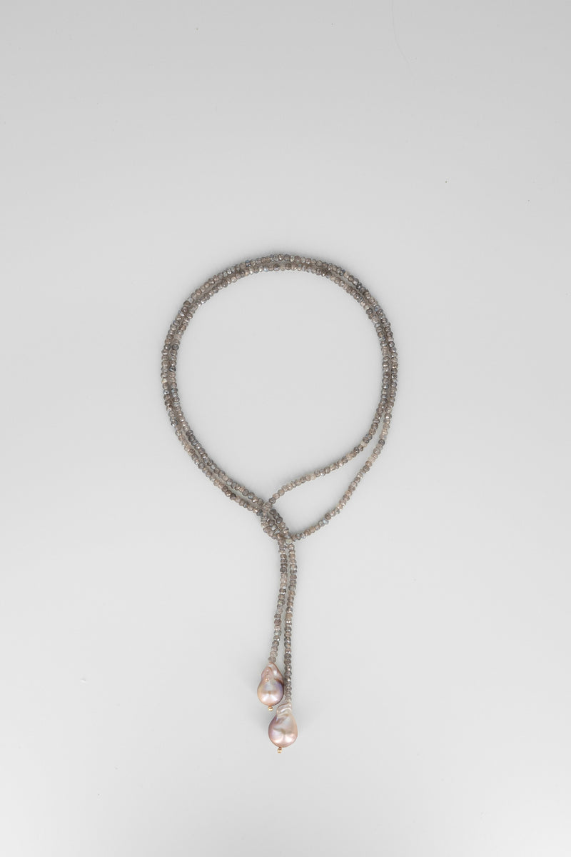 Labradorite & golden lilac baroque wrap necklace