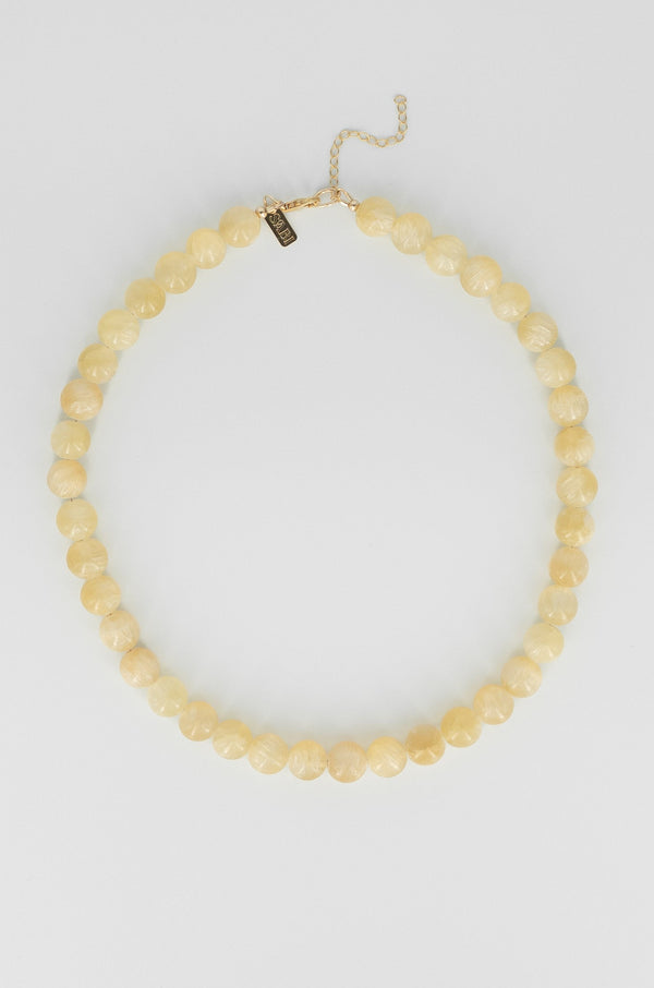 Gemstone & shell pendant necklace | Lemon butter