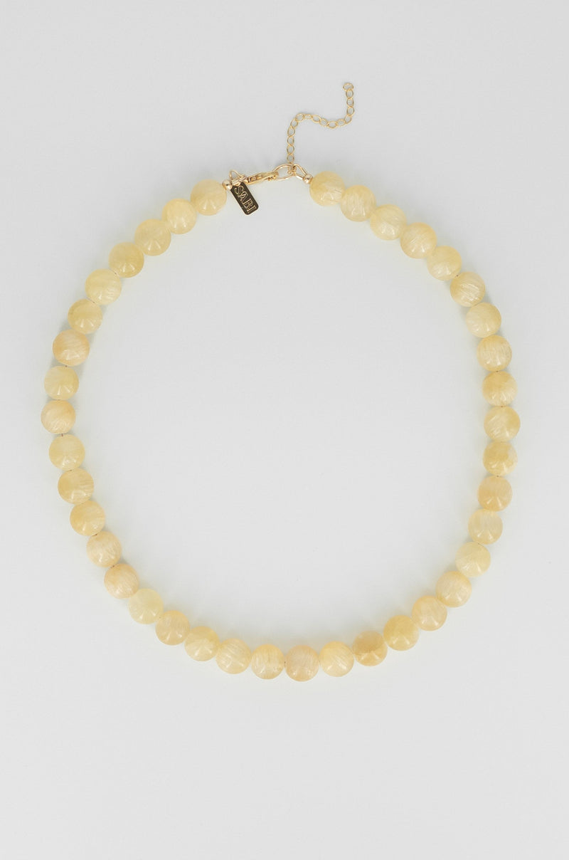 Gemstone & shell pendant necklace | Lemon butter