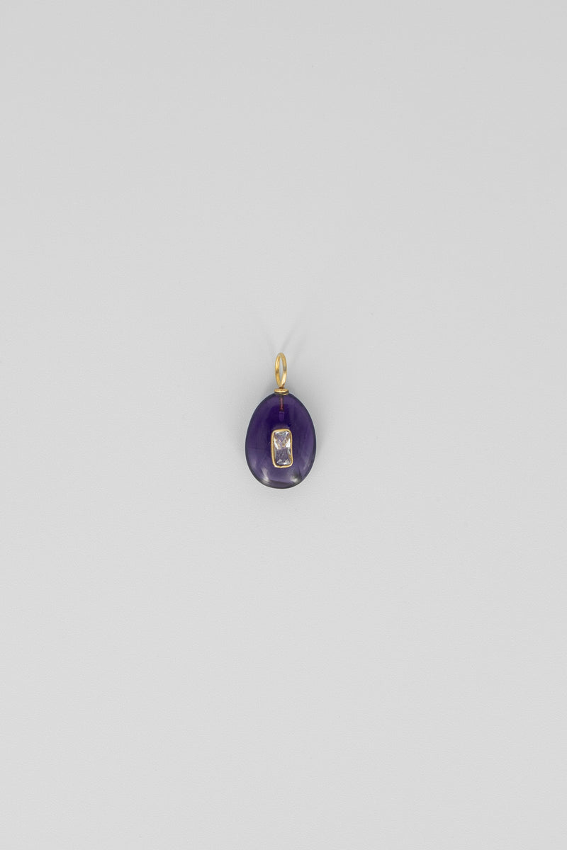 Amethyst oval gemstone charm