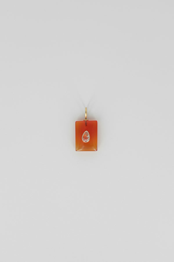 Carnelian & crystal quartz rectangle gemstone charm
