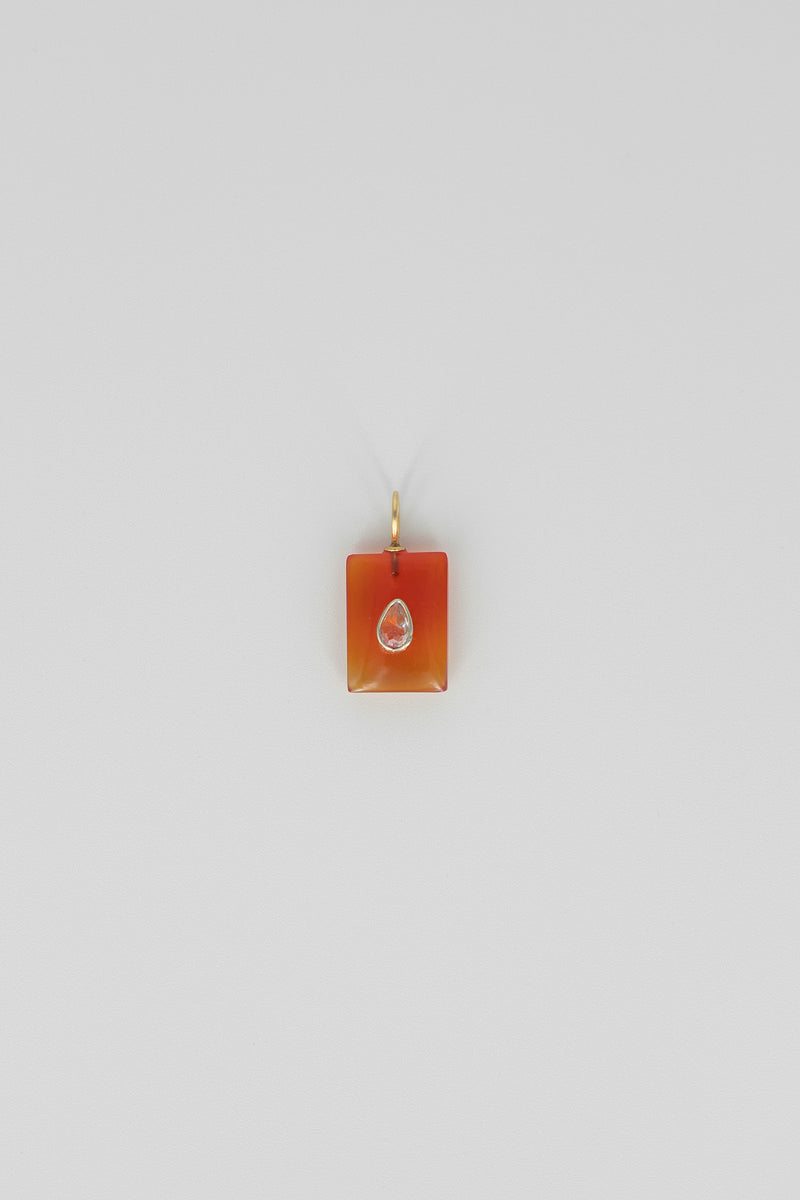 Carnelian & crystal quartz rectangle gemstone charm