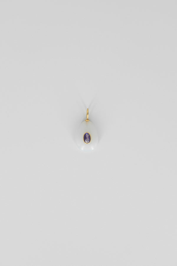 Chalcedony oval gemstone charm