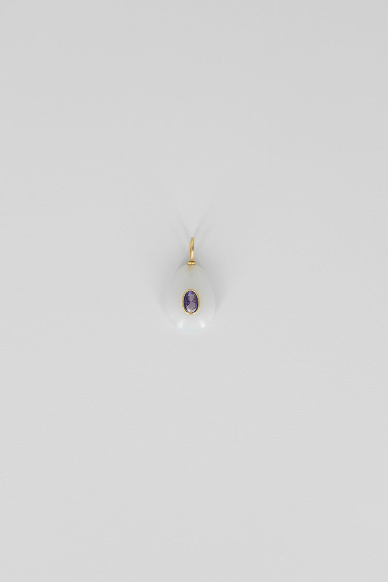 Chalcedony oval gemstone charm