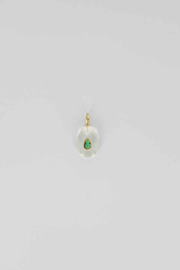 Crystal quartz oval gemstone charm