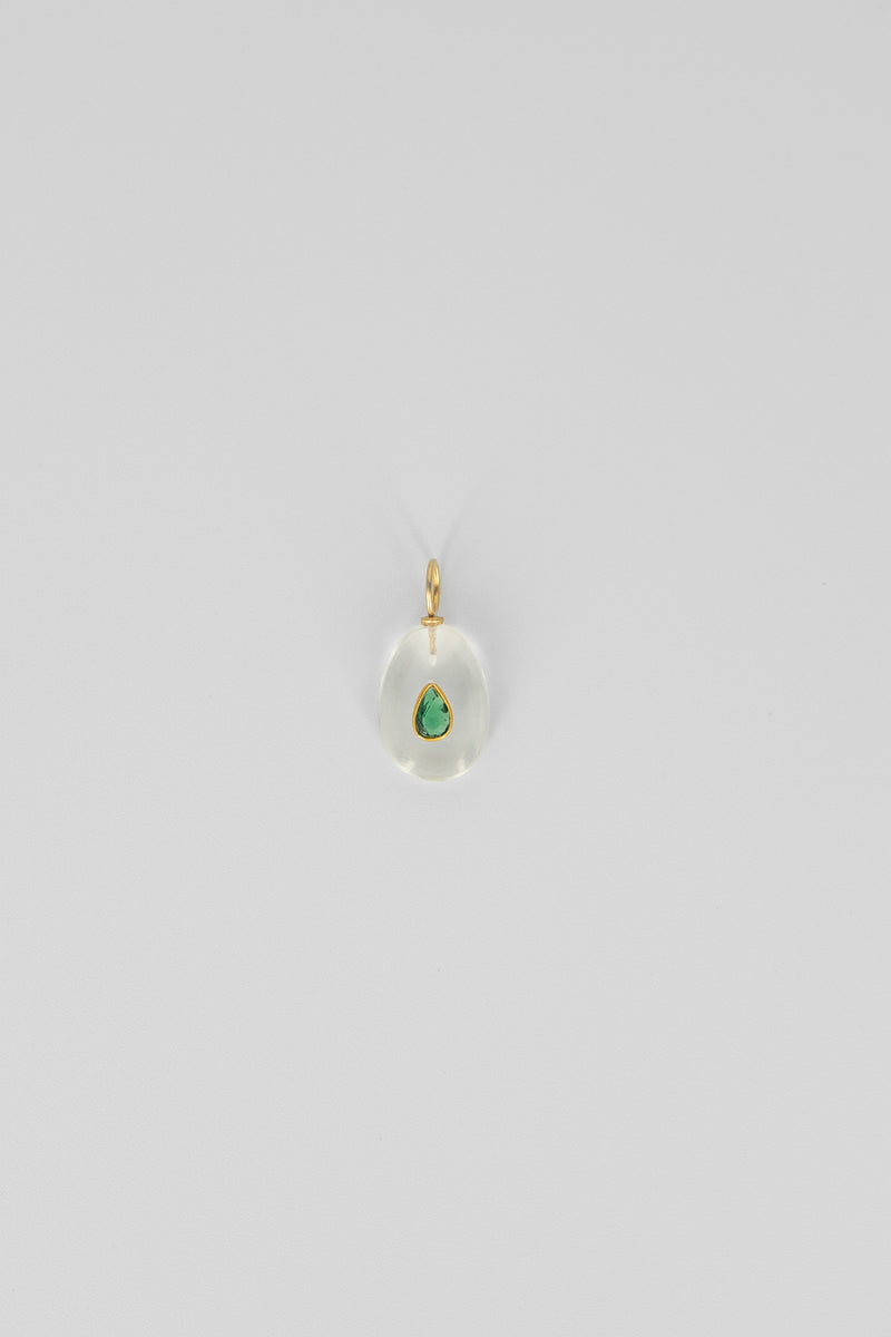 Crystal quartz oval gemstone charm