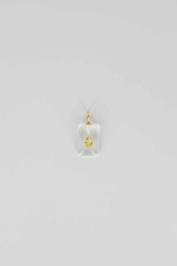 Crystal quartz & lemon quartz rectangle gemstone charm