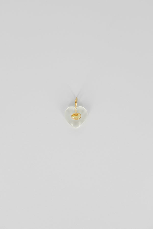 Crystal quartz heart gemstone charm