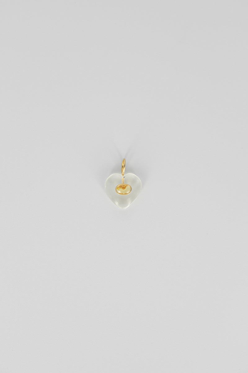Crystal quartz heart gemstone charm