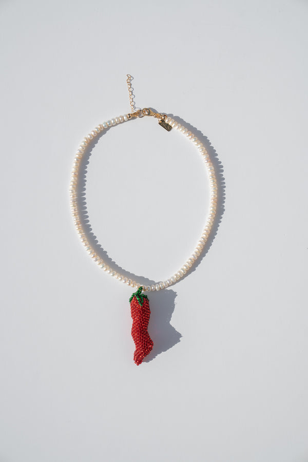 Beaded Chilli Pearl Necklace