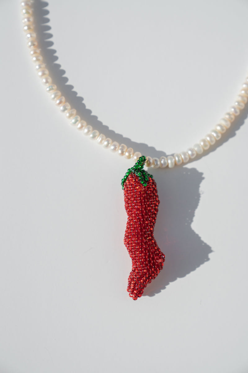 Beaded Chilli Pearl Necklace