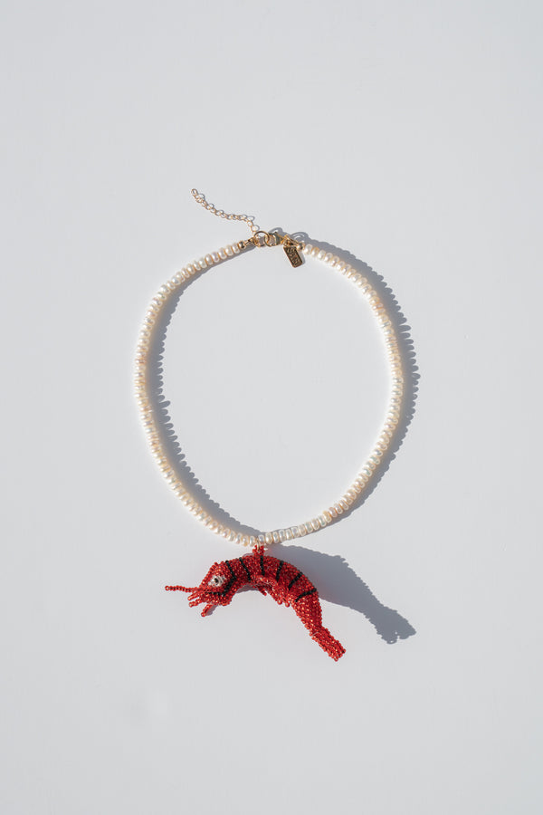 Beaded Shrimp Pearl Necklace