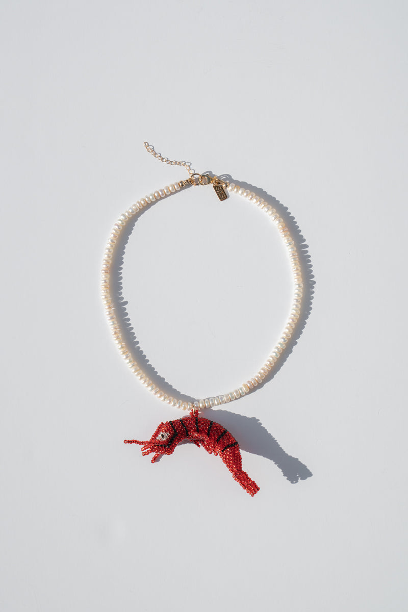 Beaded Shrimp Pearl Necklace