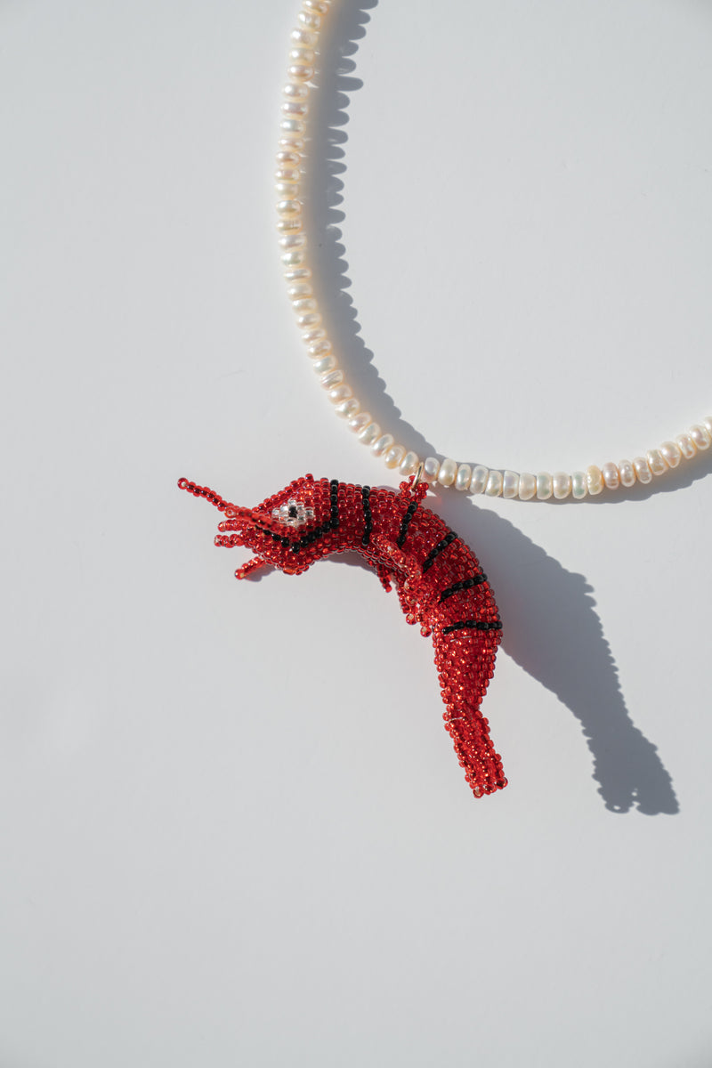 Beaded Shrimp Pearl Necklace